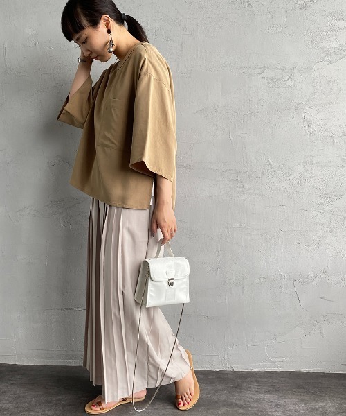 mizuiro ind/ミズイロインド] プリーツイージーワイドパンツ（その他
