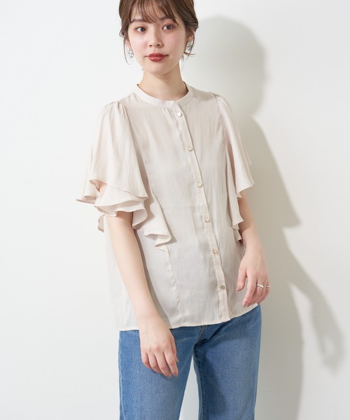 natural couture(ナチュラルクチュール)の「プチプラふんわりリラックスノースリーブブラウス(シャツ/ブラウス・レディース・ブラウン/オフホワイト/イエロー/ミント・FREE)」の7枚目の写真