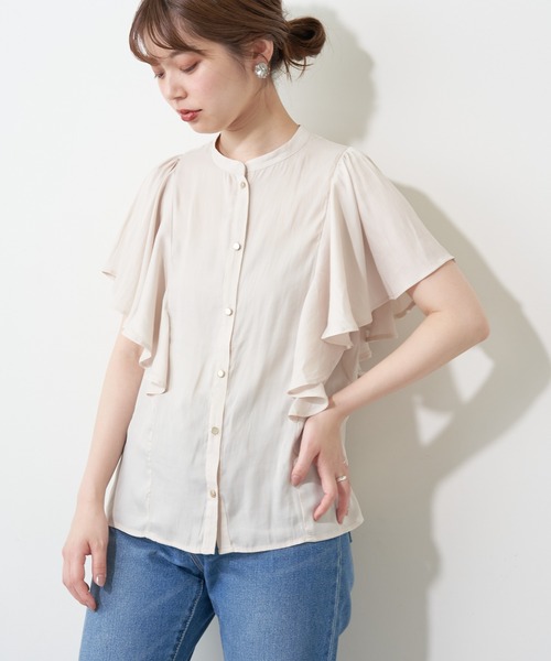 natural couture(ナチュラルクチュール)の「プチプラふんわりリラックスノースリーブブラウス(シャツ/ブラウス・レディース・ブラウン/オフホワイト/イエロー/ミント・FREE)」の5枚目の写真