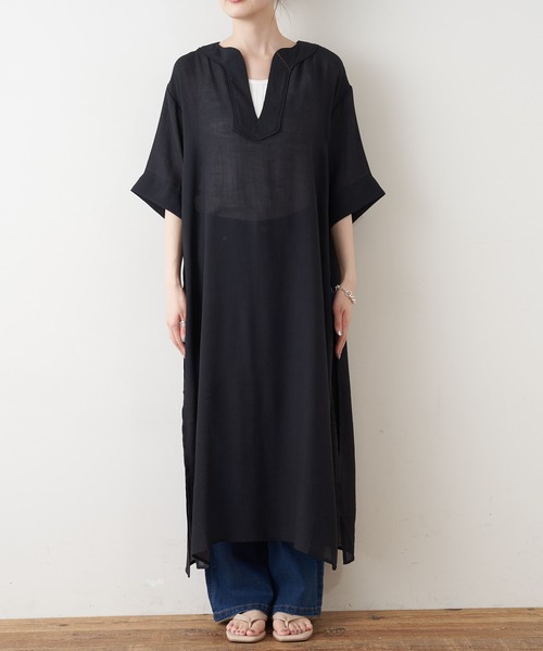 CIAOPANIC TYPY（チャオパニックティピー）の「【ZOZOTOWN限定】パイピングカフタン楊柳ロングワンピース（ワンピース・レディース・ブラック/オフホワイト/イエロー・ONE SIZE）」の22枚目の写真