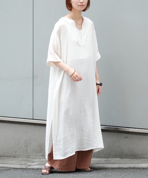 CIAOPANIC TYPY（チャオパニックティピー）の「【ZOZOTOWN限定】パイピングカフタン楊柳ロングワンピース（ワンピース・レディース・ブラック/オフホワイト/イエロー・ONE SIZE）」の6枚目の写真