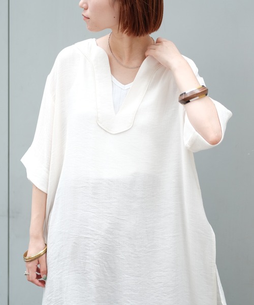 CIAOPANIC TYPY（チャオパニックティピー）の「【ZOZOTOWN限定】パイピングカフタン楊柳ロングワンピース（ワンピース・レディース・ブラック/オフホワイト/イエロー・ONE SIZE）」の4枚目の写真