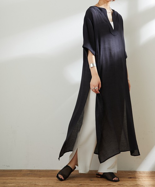 CIAOPANIC TYPY（チャオパニックティピー）の「【ZOZOTOWN限定】パイピングカフタン楊柳ロングワンピース（ワンピース・レディース・ブラック/オフホワイト/イエロー・ONE SIZE）」の15枚目の写真