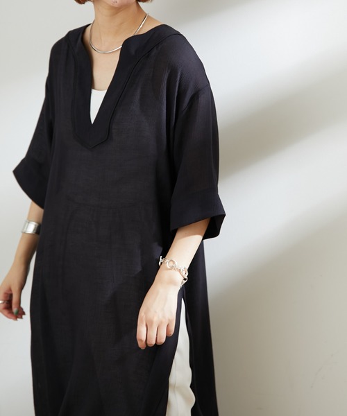 CIAOPANIC TYPY（チャオパニックティピー）の「【ZOZOTOWN限定】パイピングカフタン楊柳ロングワンピース（ワンピース・レディース・ブラック/オフホワイト/イエロー・ONE SIZE）」の16枚目の写真