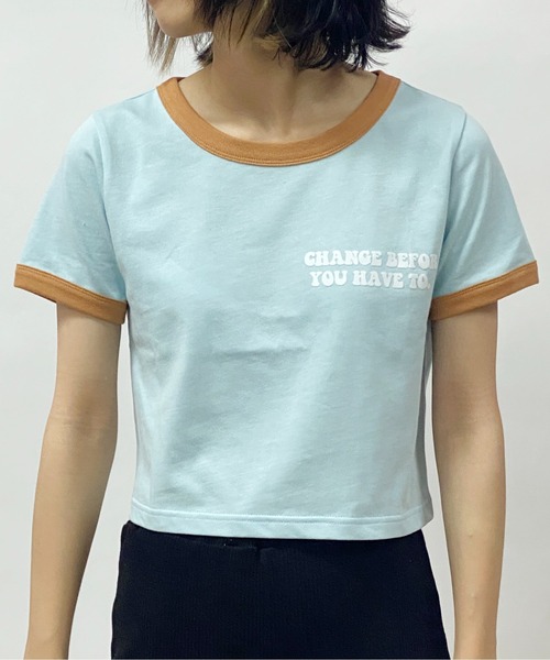one way（ワンウェイ）の「【oneway Jeans】フロッキーリンガーTシャツ（Tシャツ/カットソー・レディース・レッド/ブラック/ホワイト/ライトグリーン/ライトイエロー/ライトブルー/ラベンダー・FREE）」の5枚目の写真