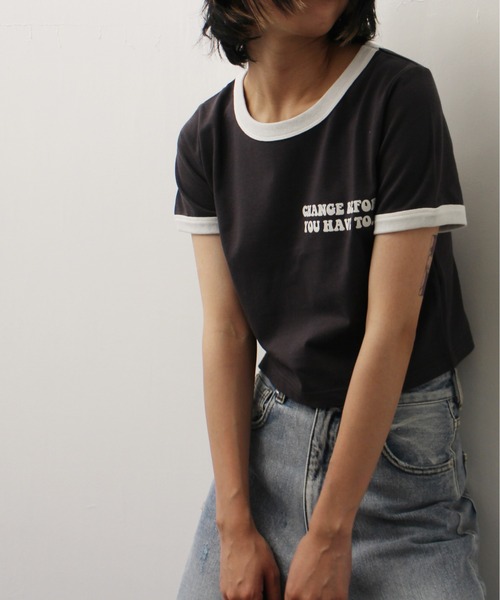 one way（ワンウェイ）の「【oneway Jeans】フロッキーリンガーTシャツ（Tシャツ/カットソー・レディース・レッド/ブラック/ホワイト/ライトグリーン/ライトイエロー/ライトブルー/ラベンダー・FREE）」の20枚目の写真