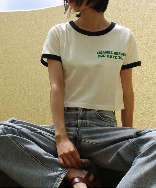 one way（ワンウェイ）の「【oneway Jeans】フロッキーリンガーTシャツ（Tシャツ/カットソー・レディース・レッド/ブラック/ホワイト/ライトグリーン/ライトイエロー/ライトブルー/ラベンダー・FREE）」の15枚目の写真