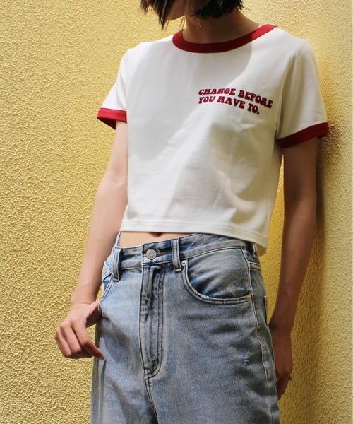 one way（ワンウェイ）の「【oneway Jeans】フロッキーリンガーTシャツ（Tシャツ/カットソー・レディース・レッド/ブラック/ホワイト/ライトグリーン/ライトイエロー/ライトブルー/ラベンダー・FREE）」の17枚目の写真