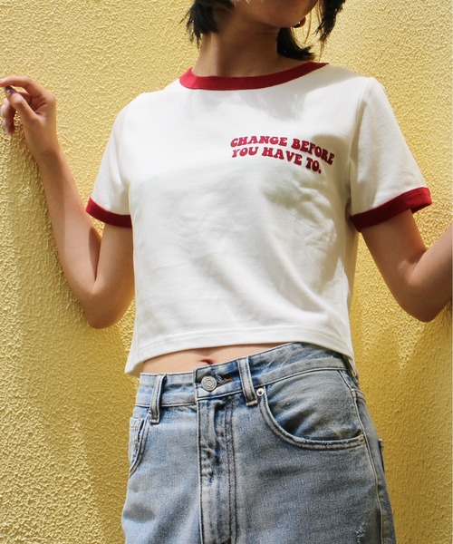one way（ワンウェイ）の「【oneway Jeans】フロッキーリンガーTシャツ（Tシャツ/カットソー・レディース・レッド/ブラック/ホワイト/ライトグリーン/ライトイエロー/ライトブルー/ラベンダー・FREE）」の12枚目の写真
