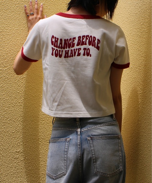 one way（ワンウェイ）の「【oneway Jeans】フロッキーリンガーTシャツ（Tシャツ/カットソー・レディース・レッド/ブラック/ホワイト/ライトグリーン/ライトイエロー/ライトブルー/ラベンダー・FREE）」の14枚目の写真