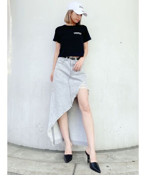 GYDA(ジェイダ)の「ケミカルアシメロングスカートライクショーパン(デニムスカート・レディース・グレー/ライトブルー・SMALL/MEDIUM)」の10枚目の写真