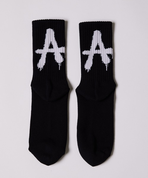 AIVER（アイバー）の「AIVER　Aロゴソックス（ソックス/靴下・メンズ・オフホワイト/ブラック・FREE）」の4枚目の写真