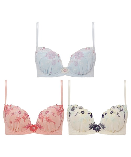 AMOSTYLE BY Triumph（アモスタイルバイトリンプ）の「マルチブロッサムペタル プッシュアップブラ ブラ＆ショーツセット【B,C,Dカップ】AMST1365 WHU + Hikini JX（ブラ&ショーツ・レディース・ホワイト/ピンク/ライトブルー・B75/C70/D70/B65/C75/D65/D75/C65/B70）」の7枚目の写真
