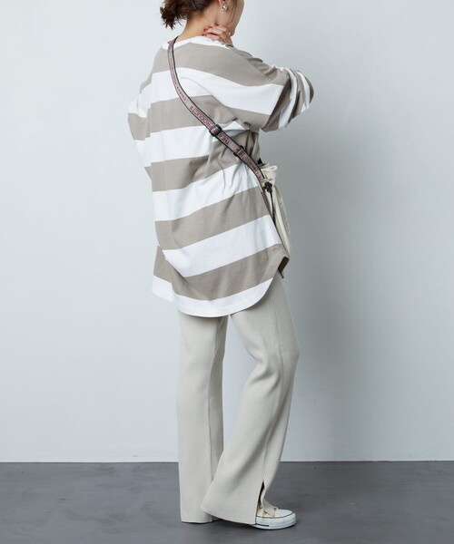 FREAK'S STORE（フリークスストア）の「▽【WEB限定】リブフレアスリットニットパンツ（その他パンツ・レディース・グリーン/ブルー/ナチュラル/ベージュ/パープル/オリーブ/グレー/ブラック/レッド/ネイビー・SMALL/MEDIUM）」の13枚目の写真