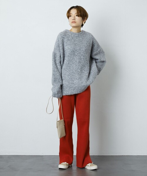 FREAK'S STORE（フリークスストア）の「▽【WEB限定】リブフレアスリットニットパンツ（その他パンツ・レディース・グリーン/ブルー/ナチュラル/ベージュ/パープル/オリーブ/グレー/ブラック/レッド/ネイビー・SMALL/MEDIUM）」の19枚目の写真