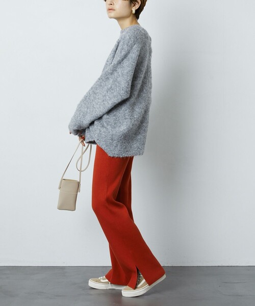 FREAK'S STORE（フリークスストア）の「▽【WEB限定】リブフレアスリットニットパンツ（その他パンツ・レディース・グリーン/ブルー/ナチュラル/ベージュ/パープル/オリーブ/グレー/ブラック/レッド/ネイビー・SMALL/MEDIUM）」の20枚目の写真