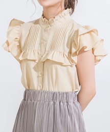 ヨークフリルスタンドカラーブラウス