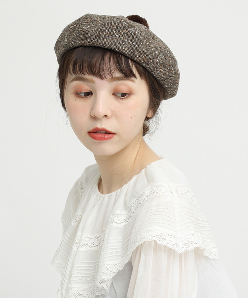 Dot&Stripes CHILD WOMAN(ドットアンドストライプス チャイルドウーマン)の「ホームスパン ポンポン付きベレー帽(ハンチング/ベレー帽・レディース・ブラック/ブラウン・FREE)」の7枚目の写真