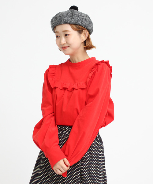 Dot&Stripes CHILD WOMAN(ドットアンドストライプス チャイルドウーマン)の「ホームスパン ポンポン付きベレー帽(ハンチング/ベレー帽・レディース・ブラック/ブラウン・FREE)」の4枚目の写真