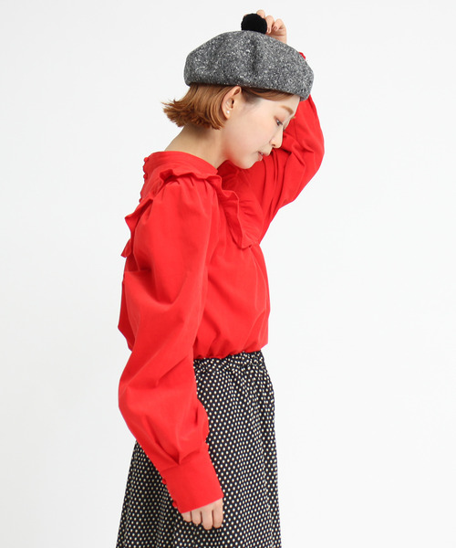 Dot&Stripes CHILD WOMAN(ドットアンドストライプス チャイルドウーマン)の「ホームスパン ポンポン付きベレー帽(ハンチング/ベレー帽・レディース・ブラック/ブラウン・FREE)」の14枚目の写真