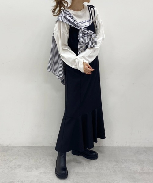 one after another NICE CLAUP（ワンアフターアナザーナイスクラップ）の「着回し万能なマーメイドキャミワンピース（ワンピース・レディース・ベージュ/ベージュ系その他/ブラック系その他/ブラック系その他2/ブラック・FREE）」の7枚目の写真