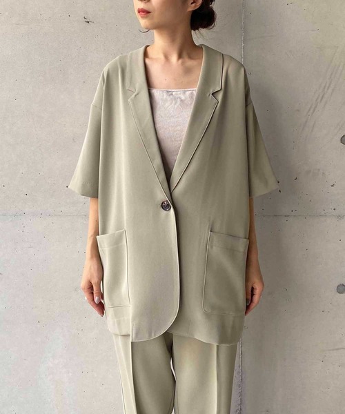 CAPRICIEUX LE'MAGE（カプリシューレマージュ）の「5分袖テーラージャケット（テーラードジャケット・レディース・ブラック/グリーン・FREE）」の13枚目の写真