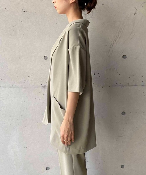 CAPRICIEUX LE'MAGE（カプリシューレマージュ）の「5分袖テーラージャケット（テーラードジャケット・レディース・ブラック/グリーン・FREE）」の8枚目の写真