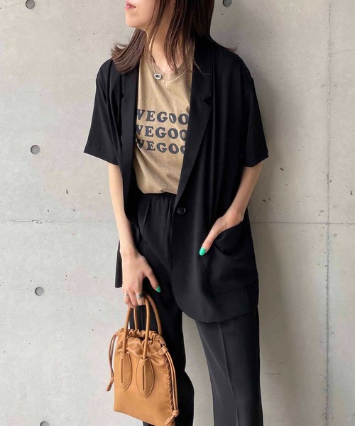 CAPRICIEUX LE'MAGE（カプリシューレマージュ）の「5分袖テーラージャケット（テーラードジャケット・レディース・ブラック/グリーン・FREE）」の11枚目の写真