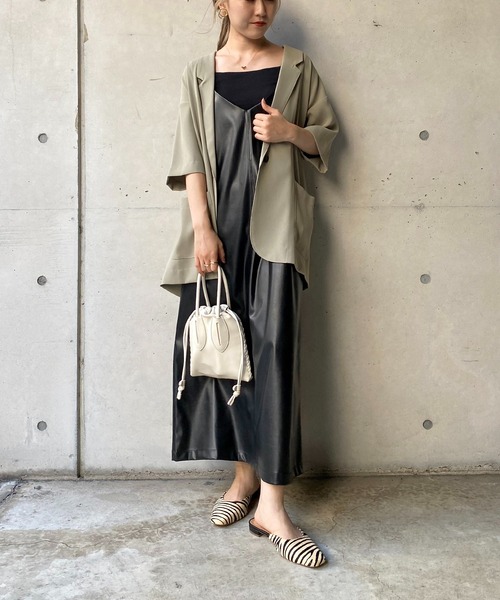 CAPRICIEUX LE'MAGE（カプリシューレマージュ）の「5分袖テーラージャケット（テーラードジャケット・レディース・ブラック/グリーン・FREE）」の20枚目の写真