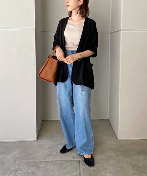 CAPRICIEUX LE'MAGE（カプリシューレマージュ）の「5分袖テーラージャケット（テーラードジャケット・レディース・ブラック/グリーン・FREE）」の17枚目の写真