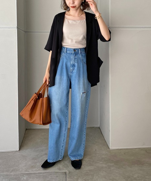 CAPRICIEUX LE'MAGE（カプリシューレマージュ）の「5分袖テーラージャケット（テーラードジャケット・レディース・ブラック/グリーン・FREE）」の12枚目の写真