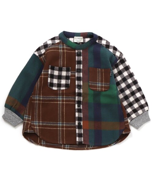 F.O.KIDS(エフオーキッズ)の「/バンドカラーチェックシャツ(シャツ/ブラウス・キッズ・ブラウン/レインボー/ブラック/ネイビー・90/100/110/120/80/130/95/140)」の4枚目の写真