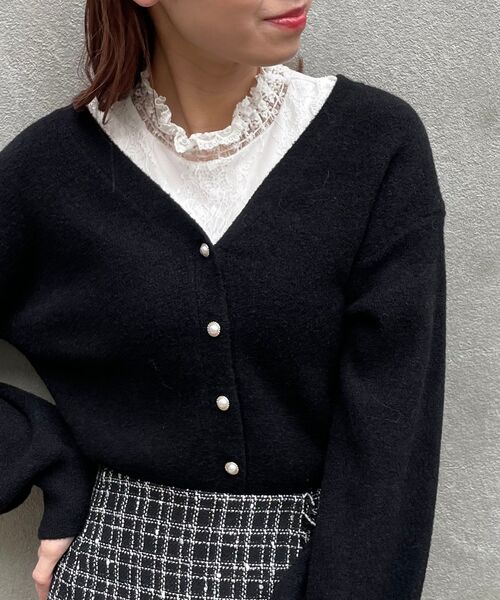 MAJESTIC LEGON(マジェスティックレゴン)の「ハイネックレースタンク(タンクトップ・レディース・ブラック/オフホワイト/アイボリー・MEDIUM/SMALL)」の2枚目の写真