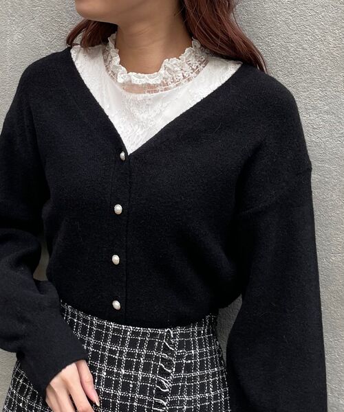 MAJESTIC LEGON(マジェスティックレゴン)の「ハイネックレースタンク(タンクトップ・レディース・ブラック/オフホワイト/アイボリー・MEDIUM/SMALL)」の5枚目の写真