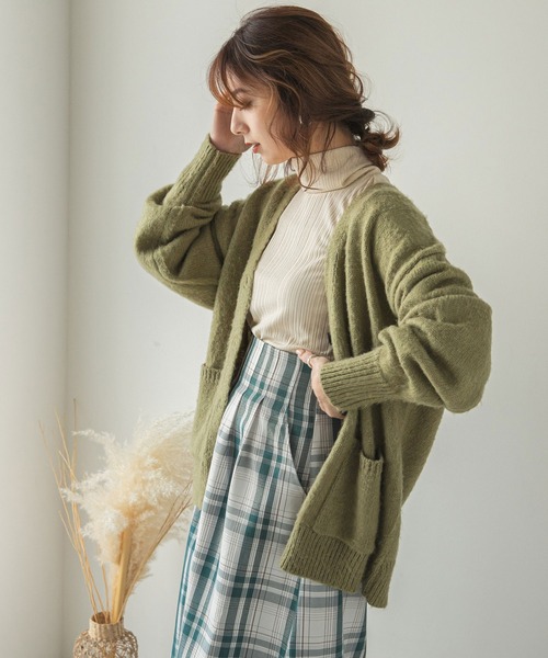 rectangle(レクタングル)の「起毛モヘアタッチカーディガン(カーディガン/ボレロ・レディース・ピンク/オレンジ/グリーン/ゼブラ・FREE)」の2枚目の写真