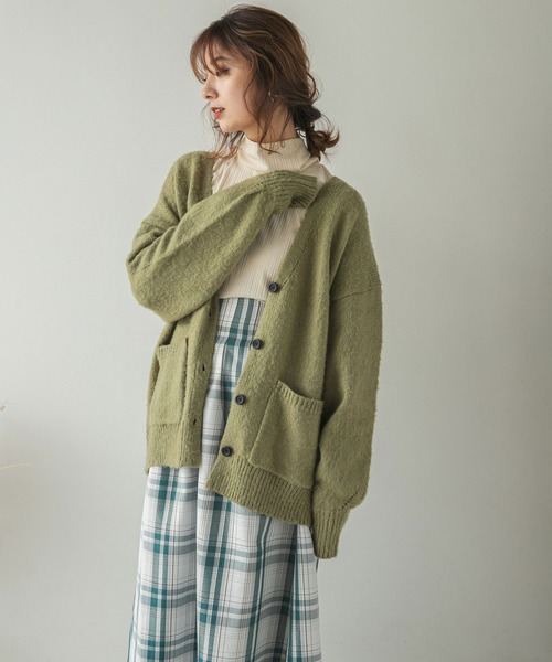rectangle(レクタングル)の「起毛モヘアタッチカーディガン(カーディガン/ボレロ・レディース・ピンク/オレンジ/グリーン/ゼブラ・FREE)」の13枚目の写真