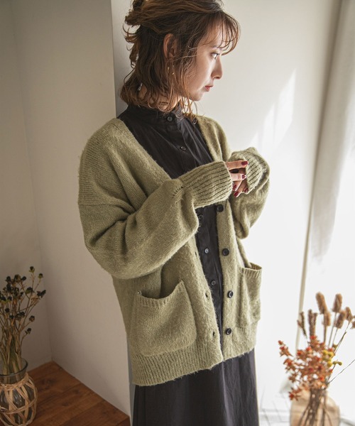 rectangle(レクタングル)の「起毛モヘアタッチカーディガン(カーディガン/ボレロ・レディース・ピンク/オレンジ/グリーン/ゼブラ・FREE)」の15枚目の写真