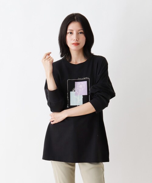 SHOO・LA・RUE（シューラルー）の「◆アソートプリントロンT（Tシャツ/カットソー・レディース・ブラウン系その他/オリーブ系/チャコール/ホワイト系/ライトパープル/ブラック系3・04/02/03）」の3枚目の写真