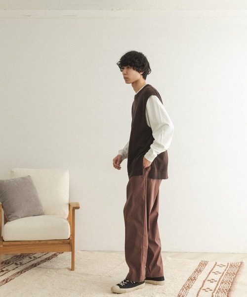 FORK&SPOON（フォークアンドスプーン）の「【WEB限定】FORK&SPOON　サイドスリットニットベスト（ニット/セーター・メンズ・ブラウン/ブラック・5/4）」の3枚目の写真