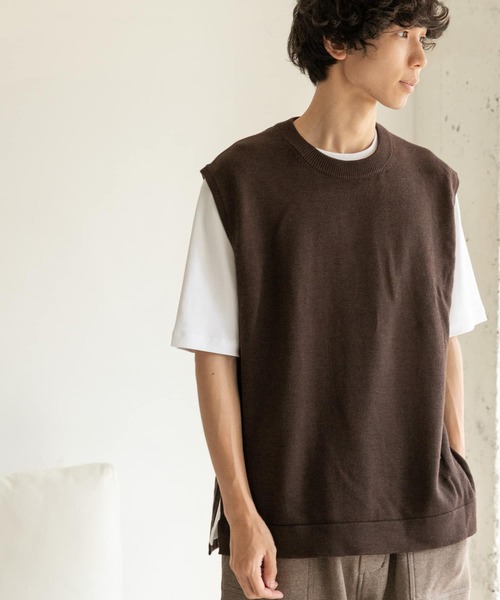 FORK&SPOON（フォークアンドスプーン）の「【WEB限定】FORK&SPOON　サイドスリットニットベスト（ニット/セーター・メンズ・ブラウン/ブラック・5/4）」の17枚目の写真