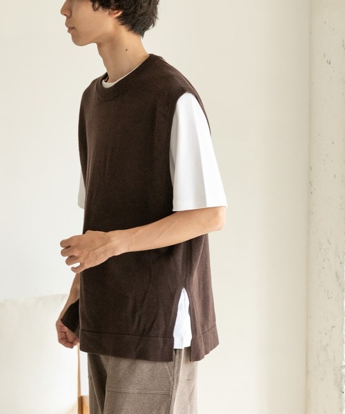 FORK&SPOON（フォークアンドスプーン）の「【WEB限定】FORK&SPOON　サイドスリットニットベスト（ニット/セーター・メンズ・ブラウン/ブラック・5/4）」の22枚目の写真