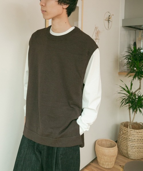 FORK&SPOON（フォークアンドスプーン）の「【WEB限定】FORK&SPOON　サイドスリットニットベスト（ニット/セーター・メンズ・ブラウン/ブラック・5/4）」の18枚目の写真