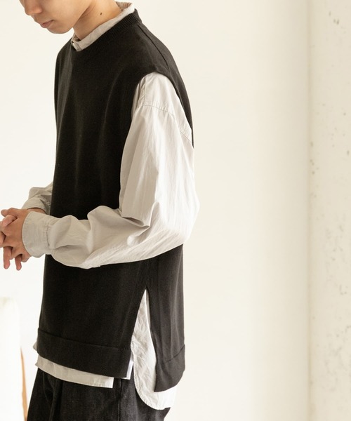 FORK&SPOON（フォークアンドスプーン）の「【WEB限定】FORK&SPOON　サイドスリットニットベスト（ニット/セーター・メンズ・ブラウン/ブラック・5/4）」の5枚目の写真