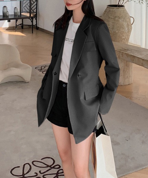 Jasmine Grandiflorum（ジャスミングランディフローラム）の「【Jasmine】シンプルテーラードジャケット（テーラードジャケット・レディース・ブラック/ベージュ/チョコ・SMALL/MEDIUM/LARGE）」の4枚目の写真