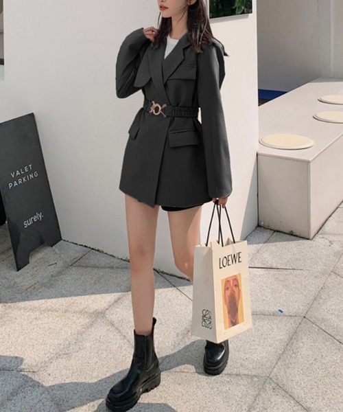 Jasmine Grandiflorum（ジャスミングランディフローラム）の「【Jasmine】シンプルテーラードジャケット（テーラードジャケット・レディース・ブラック/ベージュ/チョコ・SMALL/MEDIUM/LARGE）」の7枚目の写真