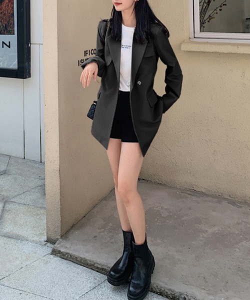 Jasmine Grandiflorum（ジャスミングランディフローラム）の「【Jasmine】シンプルテーラードジャケット（テーラードジャケット・レディース・ブラック/ベージュ/チョコ・SMALL/MEDIUM/LARGE）」の8枚目の写真