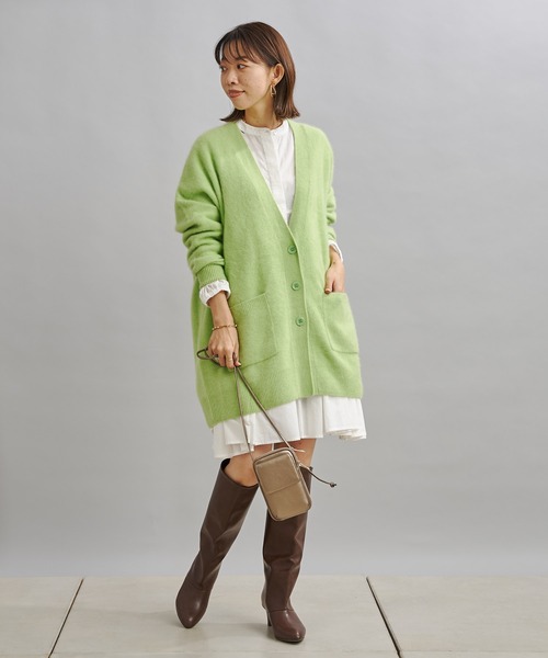 DouDou（ドゥドゥ）の「【新色追加】ラクーンカーディガン（カーディガン/ボレロ・レディース・ライトグレー/イエロー×グリーン/ピンク/モカ/バイオレット/イエロー・FREE）」の20枚目の写真