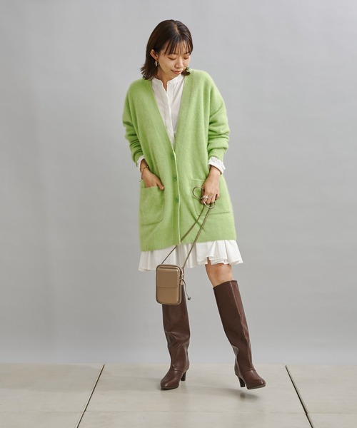 DouDou（ドゥドゥ）の「【新色追加】ラクーンカーディガン（カーディガン/ボレロ・レディース・ライトグレー/イエロー×グリーン/ピンク/モカ/バイオレット/イエロー・FREE）」の9枚目の写真