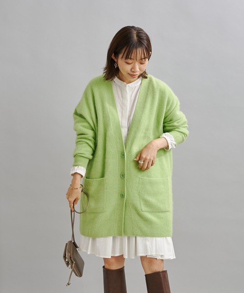 DouDou（ドゥドゥ）の「【新色追加】ラクーンカーディガン（カーディガン/ボレロ・レディース・ライトグレー/イエロー×グリーン/ピンク/モカ/バイオレット/イエロー・FREE）」の16枚目の写真