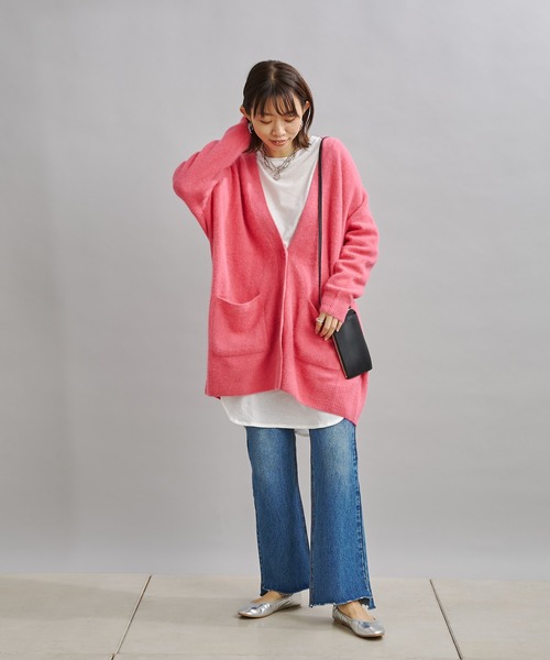 DouDou（ドゥドゥ）の「【新色追加】ラクーンカーディガン（カーディガン/ボレロ・レディース・ライトグレー/イエロー×グリーン/ピンク/モカ/バイオレット/イエロー・FREE）」の17枚目の写真